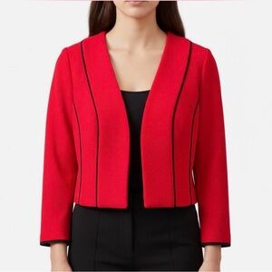 Madison Leigh Red Blazer with Black Trim